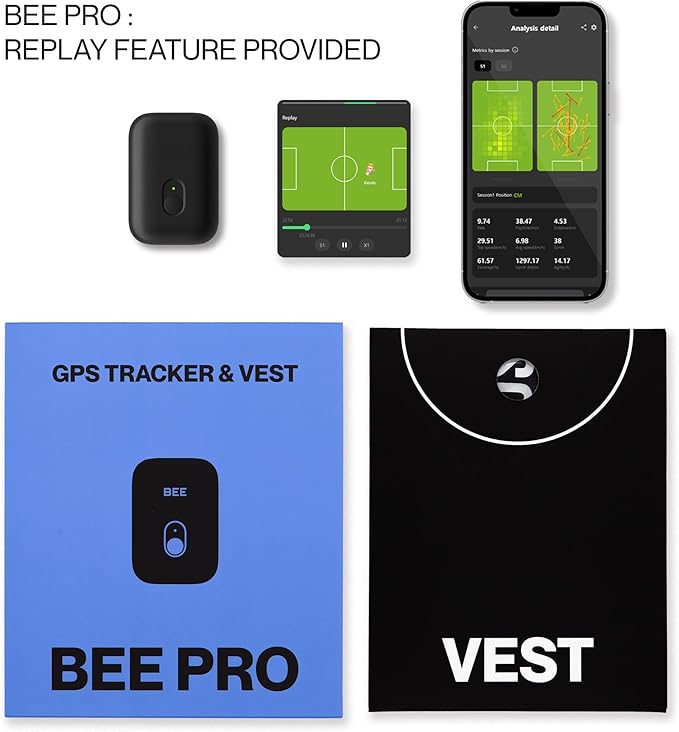 SOCCERBEE-BEE PRO 2 - Sports GPS Tracker & Vest for Outdoor Sports (Small) | 30days Trial Included & Subscription Requierd | Soccer Training Equipment | Fitness Tracker (Medium)