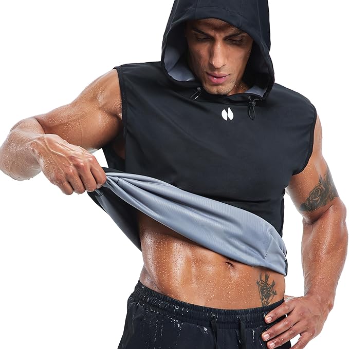 HOTSUIT Sauna Shirt for Men Anti-Rip Men's Heat Trapping Pullover Vest Hoodies Tank Top for Boxing Exercise
