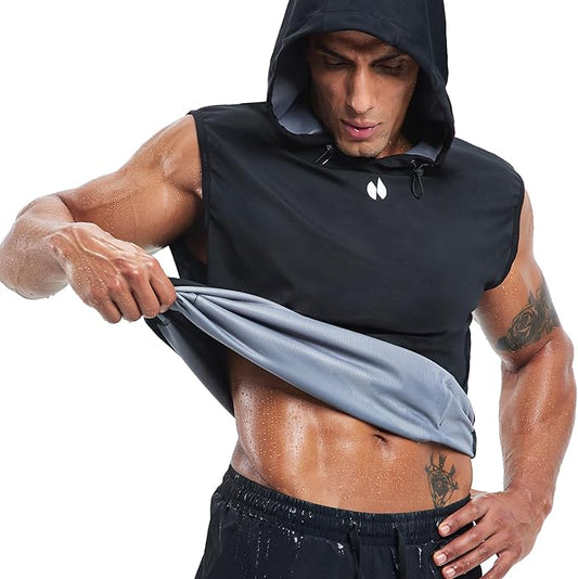 HOTSUIT Sauna Shirt for Men Anti-Rip Men's Heat Trapping Pullover Vest Hoodies Tank Top for Boxing Exercise