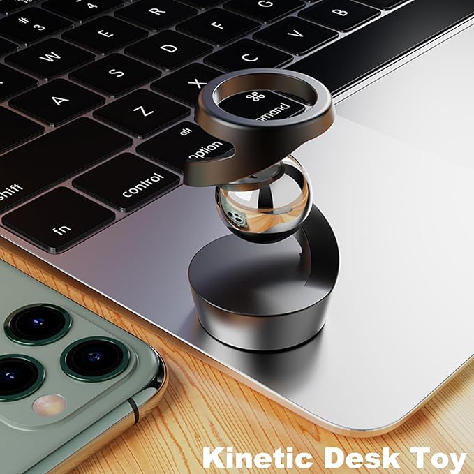 Fidget Toy Spinner, Kinetic Desk Toy, Metal ADHD Desk Toys for Office for Adults, Silent Balance Desk Fidget Toys for Party Favors, Birthday (Silver-Silver Ball)