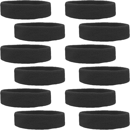 12 Sweatbands Cotton Sports Headbands Terry Cloth Moisture Wicking Athletic Basketball Headband by Kenz Laurenz