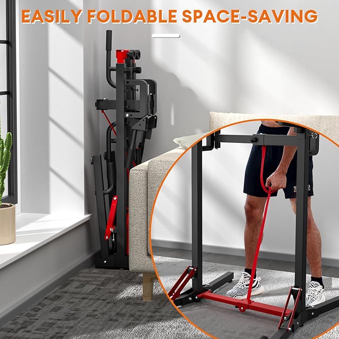 ONETWOFIT Foldable Power Tower Pull Up Bar Station, Multi-Function Adjustable Height Dip Station for Home Gym Workout, Strength Training Fitness Equipment, Pull Up Stand