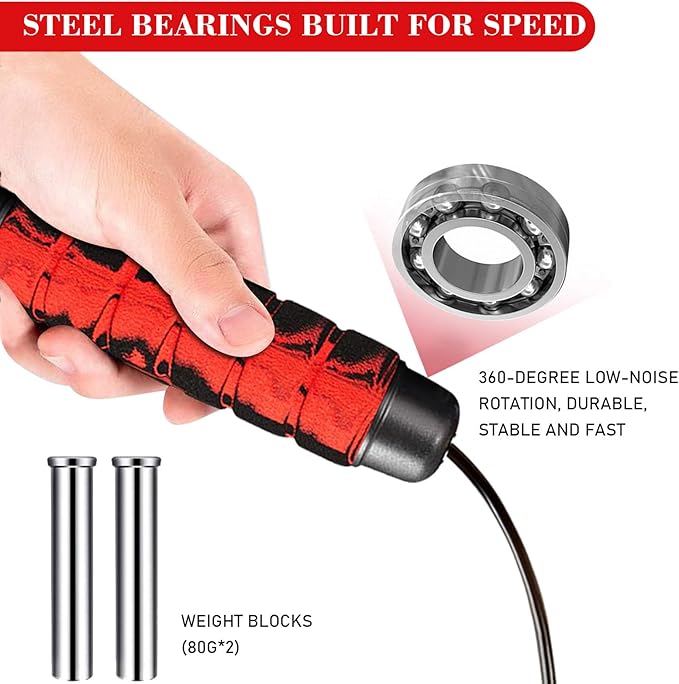 Redify Weighted Cordless Jump Rope for Fitness[Suitable for Different Ages and Levels] Ropeless Jump Rope for Boxing MMA WOD Training, BOD Rope Beachbody MBF,High Speed Rope Skipping for Narrow Space