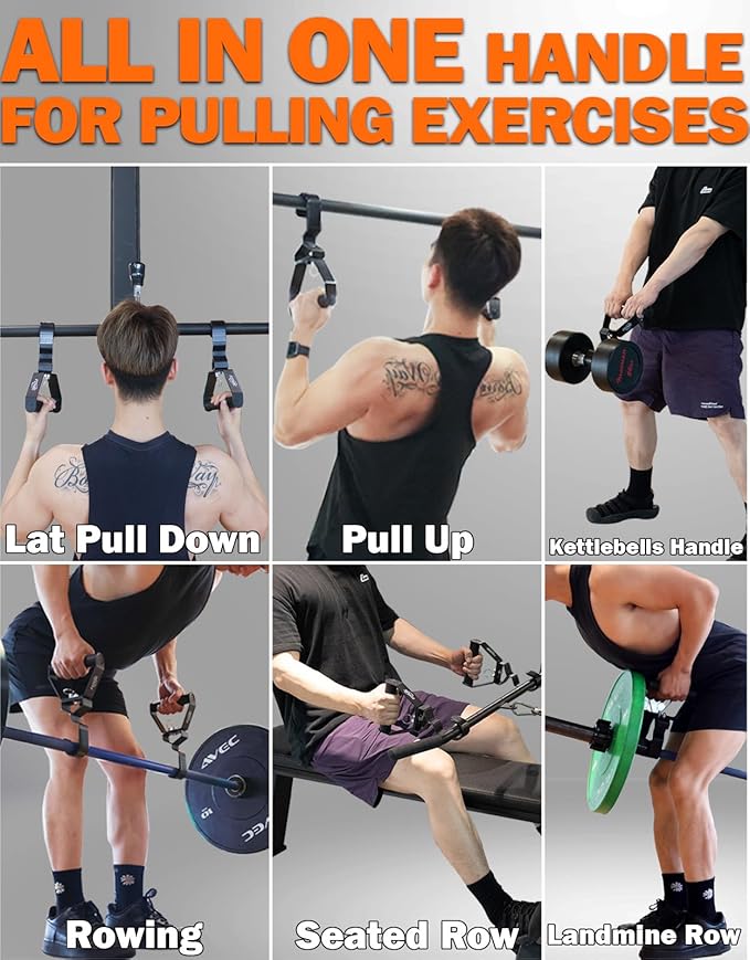 Fitarc Neutral Grip Pull Up Handles, Wrist Shoulder Elbow Friendly, 12 Angle Adjustable Lat Pulldown Handle Rowing Grips, 2Pcs, Patented