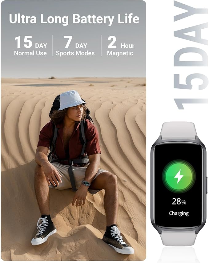 Health Fitness Tracker with 24/7 Heart Rate, Blood Oxygen, Blood Pressure, Sleep Tracker, 5ATM Waterproof Activity Trackers with Step Tracker, Pedometer (S & L Bands Included)