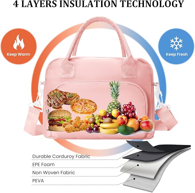 Insulated Lunch Bag for Women Men Large Reusable Lunch Box Adult Leakproof Portable Cooler Tote Bags for Work Picnic