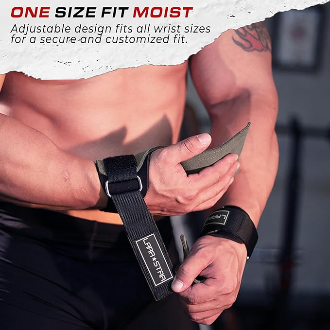 LARA STAR Weight Lifting Wrist Straps for Maximum Grip Support,Lifting Strap for Weightlifting, Gym Grips Hook for Deadlifts, Powerlifting, Heavy Shrug Women/Men