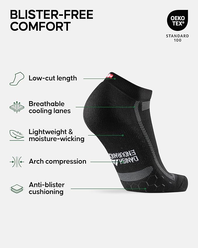 DANISH ENDURANCE Ultra-Comfort Ankle Running Socks - 3 or 5 Pack