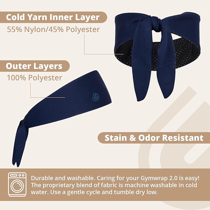 2.0 by Gymwrap - Sweat-Wicking Workout Headband for Women & Men - Adjustable Headband for Sports, Running & Outdoors