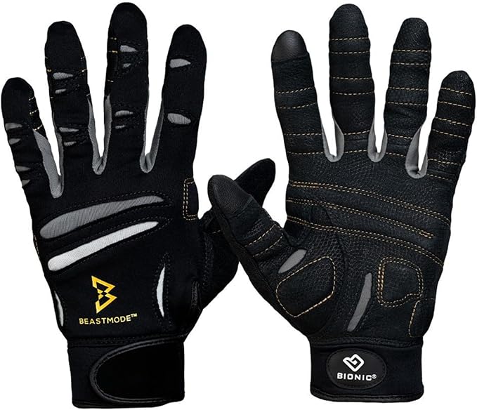 Bionic Men's Beastmode Full Finger Gym Workout Gloves