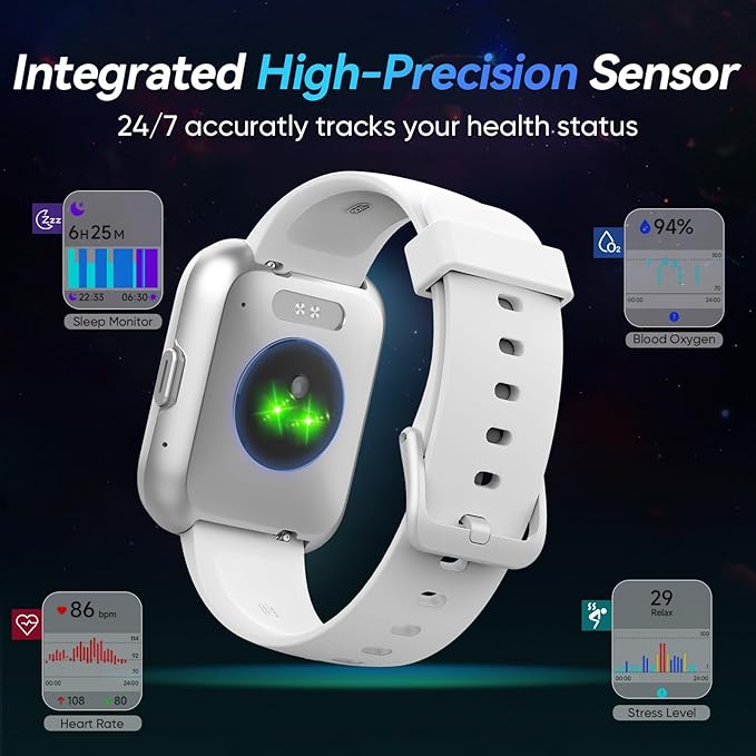 Fitpolo Smart Watches for Men/Women, 1.8'' Alexa Built-in Fitness Tracker Watch with Bluetooth Calls, IP68 Waterproof, Heart Rate/Sleep/SpO2/Stress Monitor, 110 Sport Modes for Android & iPhone