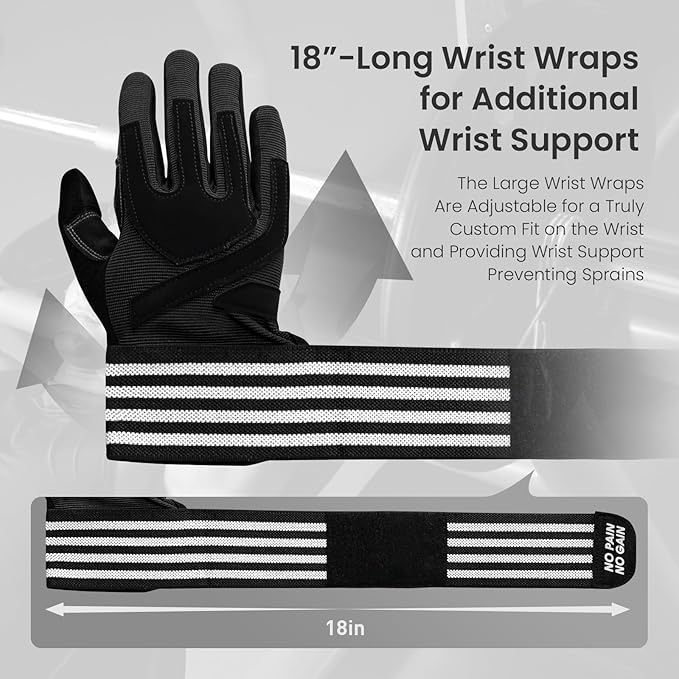 FINGER TEN Weightlifting Workout Gloves Full Half Finger with Wrist Strap Support, Padded Grip for Weight Lifting Gym Fitness Exercise Training Men Male