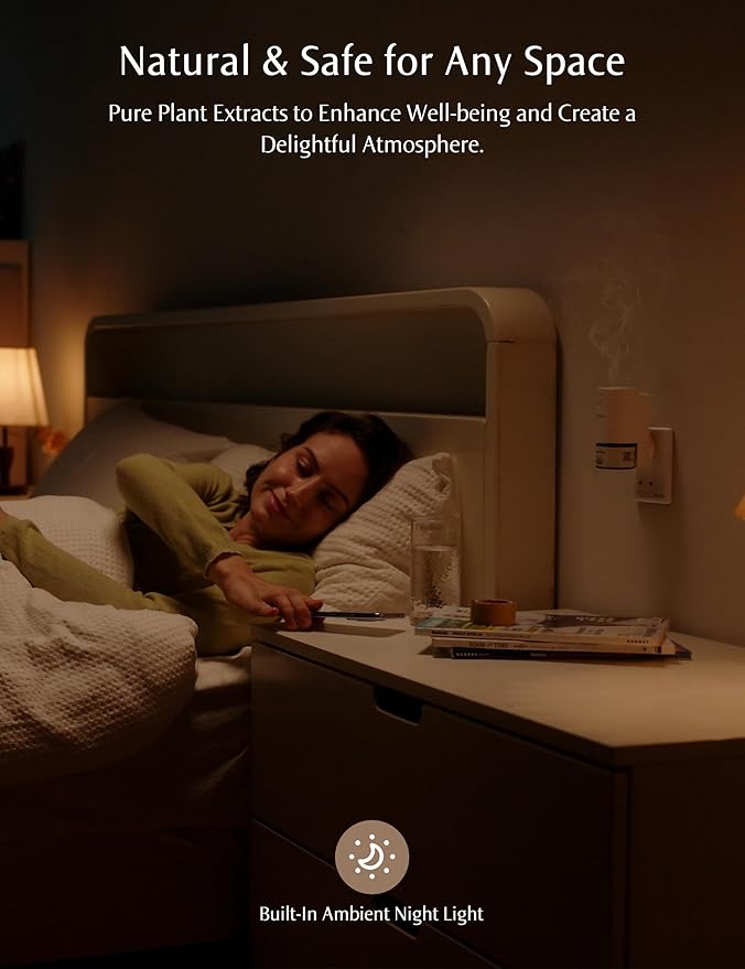 SF101S Smart Wi-Fi Waterless Ultrasonic Essential Oil Diffuser–100% Plant-Based,120-Day Natural Air Freshener & Aromatherapy Scent Diffuser Covers 100㎡ for Home,Hotel-Black Cedar & Juniper