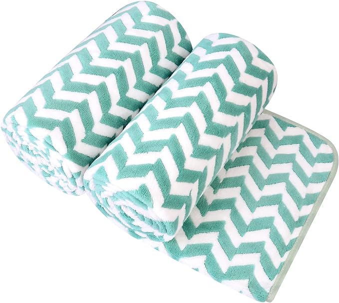 JML Microfiber Bath Towels, Large Bath Towel 2 Pack 30" x 60", Oversized, Soft, Super Absorbent and Fast Drying, Multipurpose for Sport, Fitness, Yoga, Chevron Green