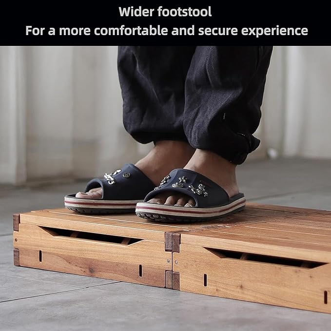 Wooden Platform Step Stool for Adults&Senior,Standing Aids & Supports,Stair Assist Indoor&Outdoor,Heavy Duty Sturdy Solid Wood Bedside Foot Stepper,for Handicap,Elderly,High Beds(47.5"W)