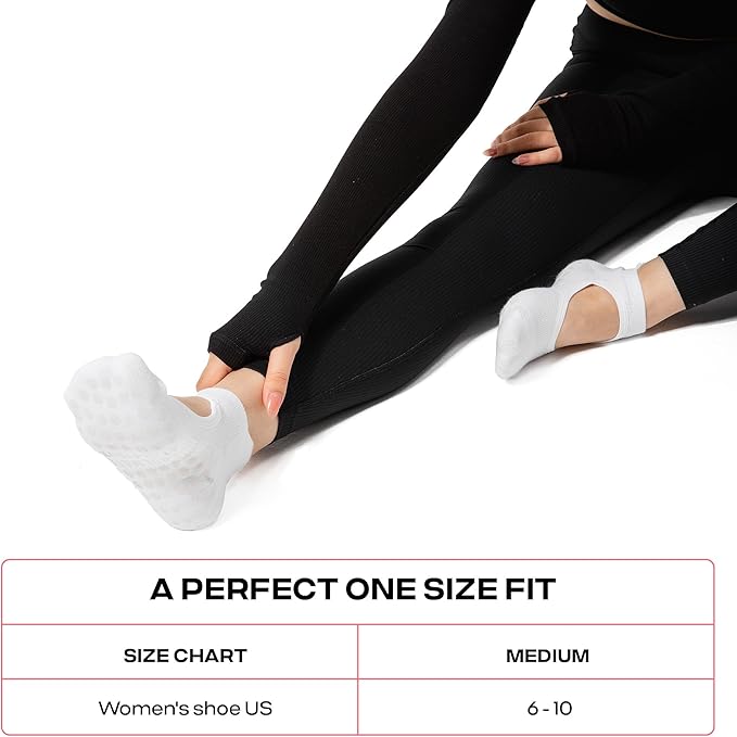 CoolMate Pilates Socks with Grips for Women, Yoga Socks, Crew Non Slip Women for Workout, Barre, Pilates Gifts