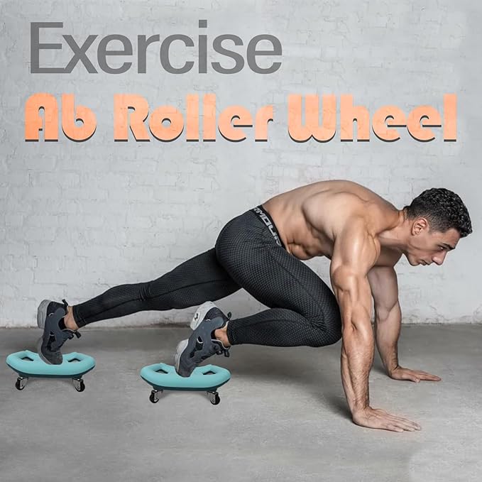 Core Coaster Abdominal Abs Training Machine Equipment,Ab Wheel Roller Exercise for Home Gym,Waist Strength Trainer with a Kneel Mat