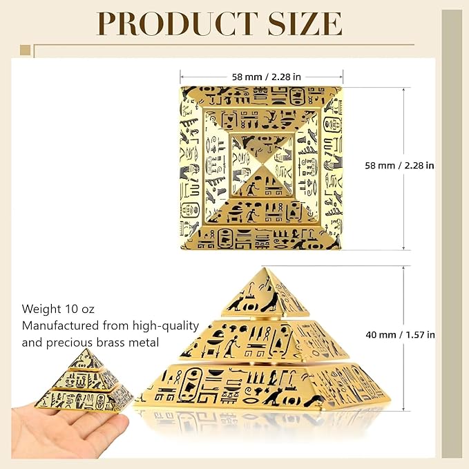 Solid Brass Pyramid Fidget Toy – 3-Layer Rotating Meditation Desk Accessory for Stress Relief, Feng Shui Office Decor, Unique Gift for Boss, Father’s Day, Christmas (Luxury Executive Gift)-2