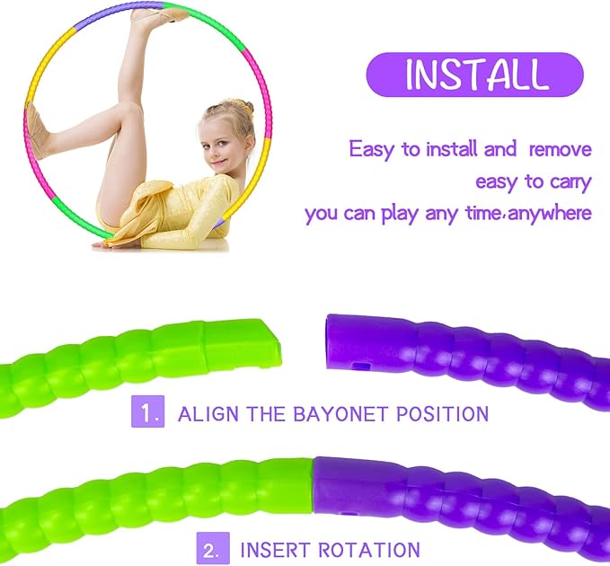 Exercise Hoops for Kids, 4P/8P Detachable & Size Adjustable Toy Color Hoop Rings for Outdoor Gymnastic Dog Agility Equipment Sports Party Games