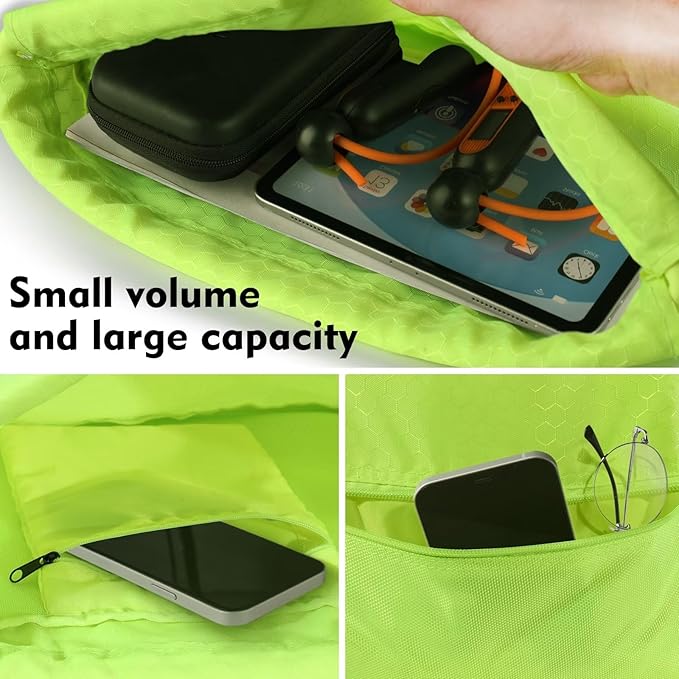 GAENMESH Drawstring Backpack Bag for Sports Lightweight Foldable Gym Bag with Sturdy Draw Cord Shoulder Strap Hiking Travel Camping