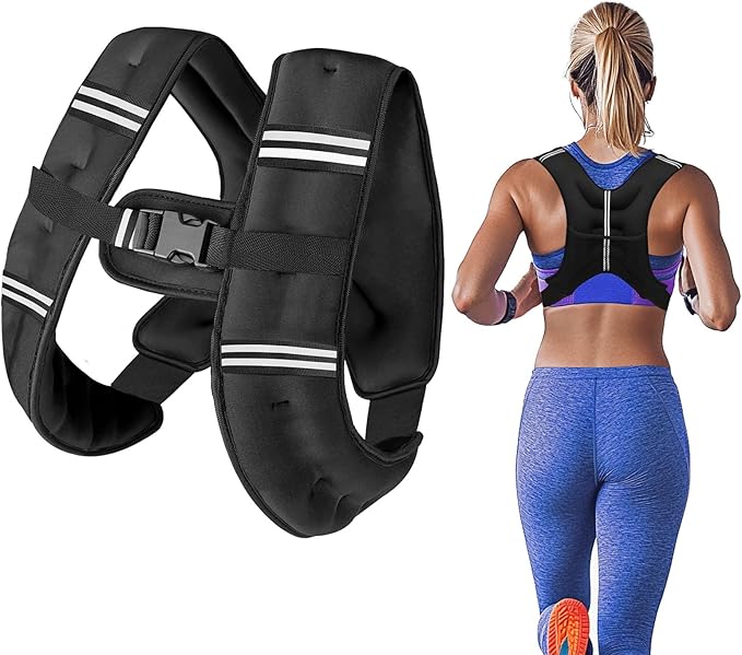 Zikopomi Weighted Vest Woman Man, 6lb/8lb/12lb/16lb/20lb/25lb/30lb Weight Vest with Reflective Stripes for Workout, Strength Training, Running, Fitness, Muscle Building, Weight Loss, Rucking Vest