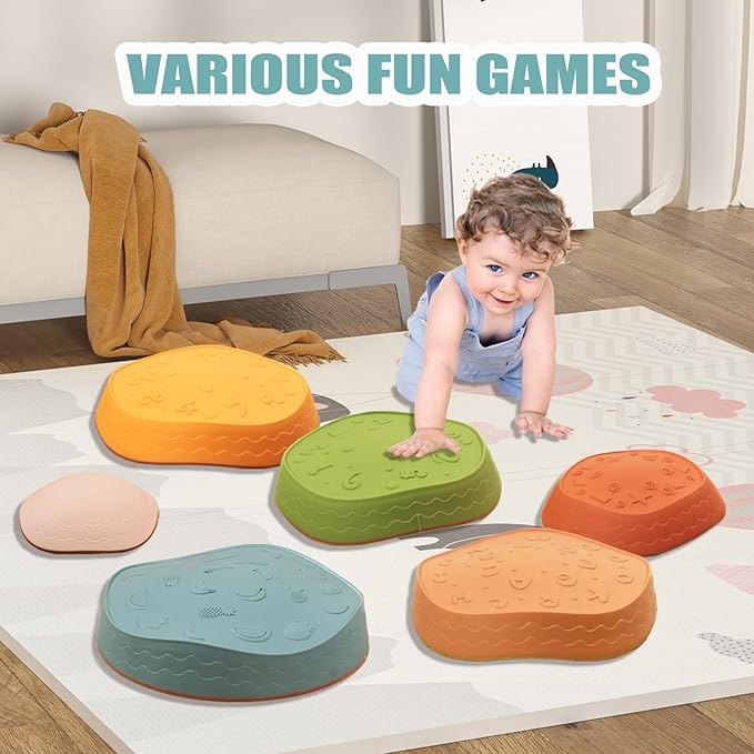 Fanboxk Stepping Stones for Kids,Non-Slip Toddlers Stepping Stones for Promoting Children's Balance Coordination Skills,Obstacle Courses Sensory Toys Outdoor or Indoor Play for Kids 3-8
