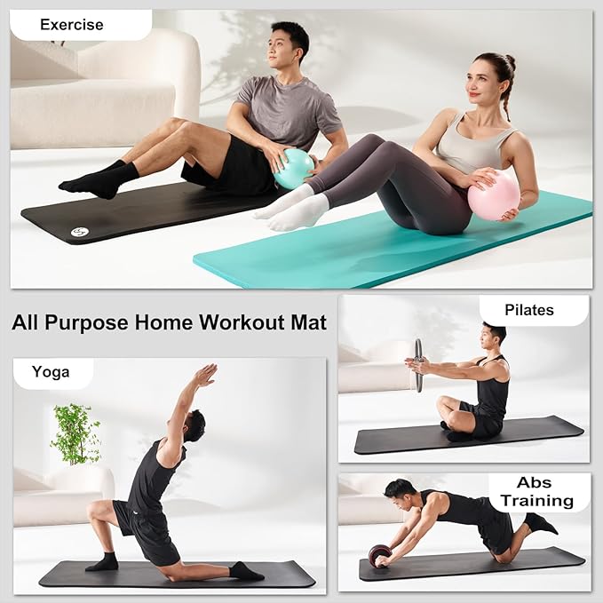 Yoga Mat Thick 1 inch Exercise Mat 76.7"x24" Workout Mats for Home Gym, Non-slip Yoga Mat for Women Men, with Carrying Yoga Bag