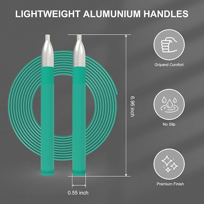 Speed Jump Rope for Men Women, Fitness Skipping Rope with Aluminium Handle and 2 Ropes, Self-Locking Design Adjustable Jumping Rope for Adult Workout Boxing