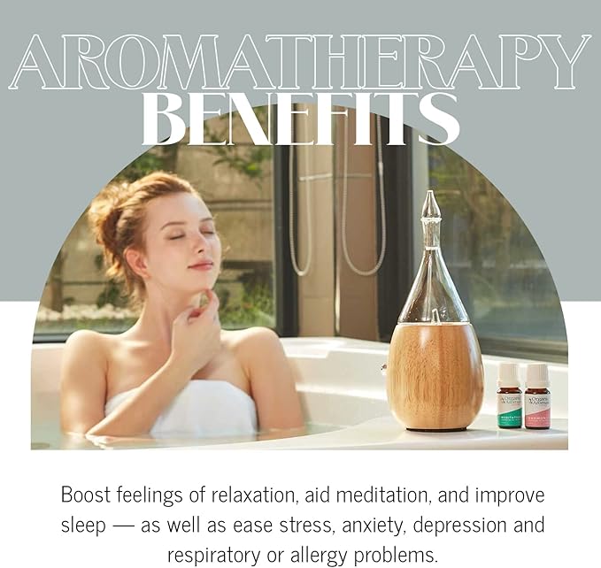 Raindrop 2.0 Nebulizing Diffuser for Essential Oil, Premium Home & Professional Use, No Water, No Heat, No Plastic - Black Raindrop by Organic Aromas