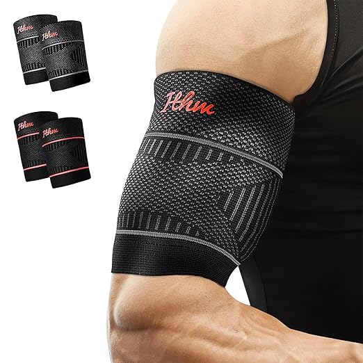 Bicep Tendonitis Brace for Pain Relief, Upper Arm Compression Sleeve for Men and Women, Bicep Compression Sleeve for Muscle Strain (Gray, Small)