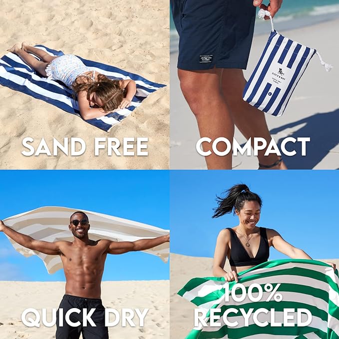 Dock & Bay Beach Towel - Quick Dry, Sand Free - Compact, Lightweight - 100% Recycled - Includes Bag - Cabana - Boracay Yellow - Large (160x90cm, 63x35)