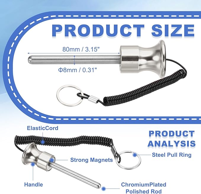 PATIKIL Weight Stack Pin, Magnetic Gym Selector Pin Universal Weight Stack Replacement with Pull Rope for Home Commercial
