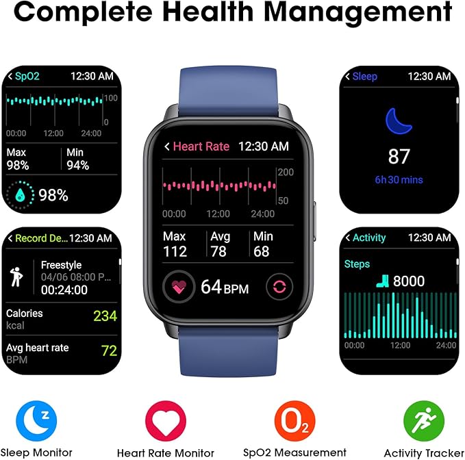 EURANS Smart Watch No App/Phone Required, Long Battery Life Fitness Tracker Watch,HD Screen, Waterproof Activity Tracker with Step Counter for Walking, Pedometer, Calories Tracker for Men Women