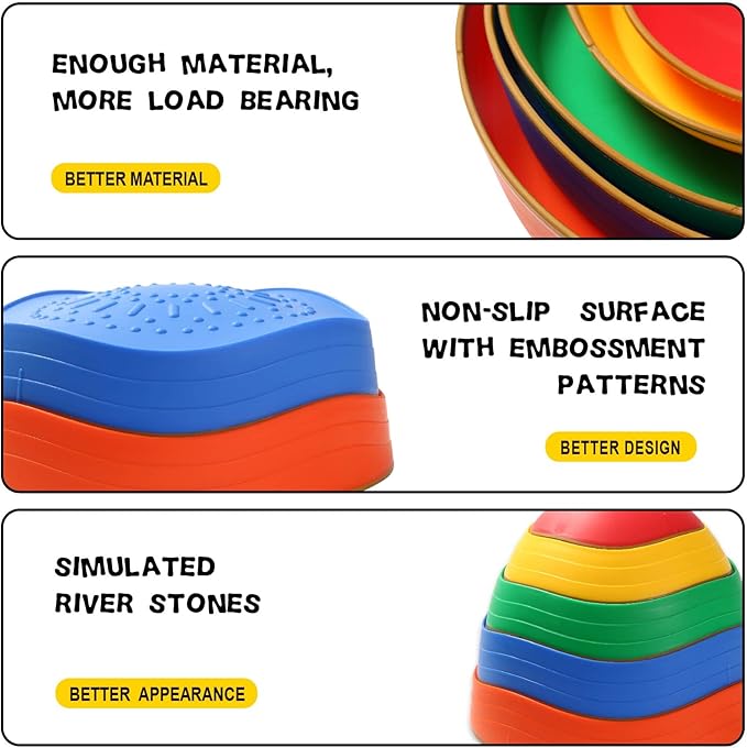 Fanboxk Stepping Stones for Kids,Non-Slip Toddlers Stepping Stones for Promoting Children's Balance Coordination Skills,Obstacle Courses Sensory Toys Outdoor or Indoor Play for Kids 3-8