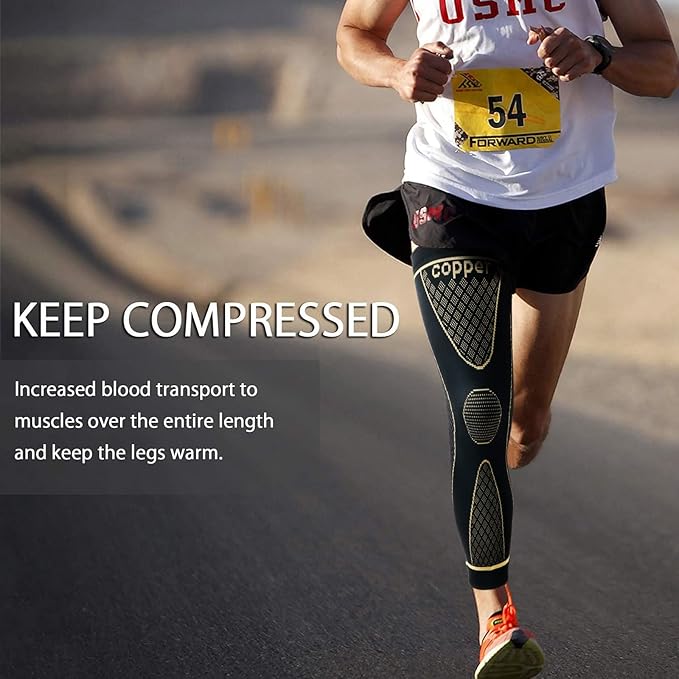 Full Leg Sleeves Long Compression Leg Sleeve Knee Sleeves Protect Leg, for Man Women Basketball, Arthritis Cycling Sport