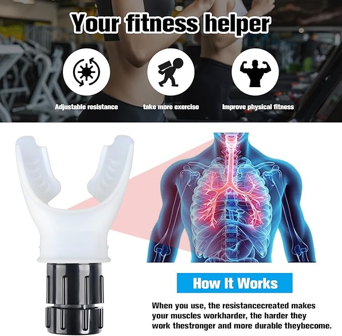 Breathe Trainer,Muscle Trainer,Portable Adjustable Trainer for and Muscular Exercise - Suitability Running Daily Fitness Training, Easy to Clean,Clean for All Adults（White）