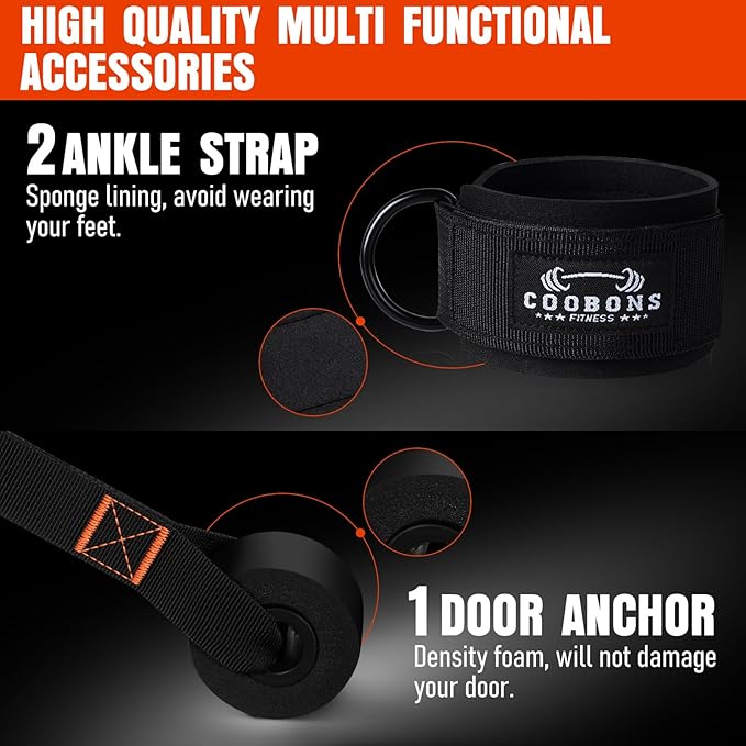 Resistance Bands with Handles, 175lb Exercise Bands for Working Out, Fitness Bands, Workout Bands with Door Anchor and Ankle Straps, Physical Therapy, Yoga, Strength Training Home Gym Equipment