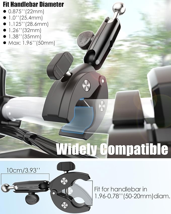 Bike Tablet Phone Holder with Silicone Security Band, Metal Arm 360° Rotation Tablet Handlebar Mount for Stationary Bicycle, Treadmill Fits iPad Pro/Air/Mini, Smartphones, 4-13'' Devices