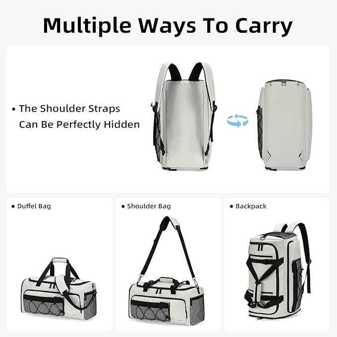 CLUCI Gym Bag for Men & Women, 35L Sports Duffle Bag for Travel,4 in 1 Weekender Bag,Overnight Backpack with Shoe Compartment,Carry on Duffel Bag for Airplane