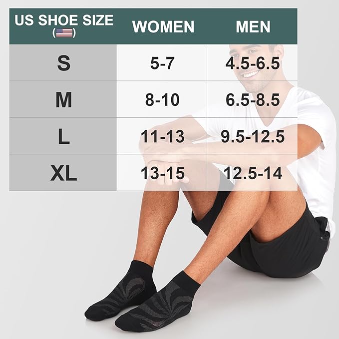 Lapulas 6 Pack Men's Ankle Socks with Cushion, Cotton Quarter Socks for Sport Training Running