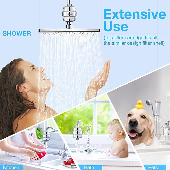 2 Pc Luxau 20 Stage(Also Fit 15, 18 Stage) Shower Filter Replacement Cartridge, Shower Head Filter Refill, for Hard Water Chlorine Heavy Metal, Skin Hair, Fit Any Similar Design Shower Water Filter