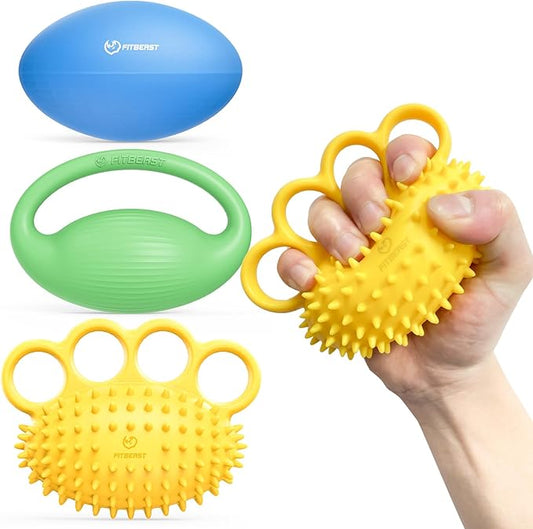 FitBeast Hand Exercise Ball Set–3 Pack Hand Squeeze Balls for Hand Therapy, Grip Strength, Finger & Wrist Training, Stress Balls for Adults, Ideal for Rehab, Arthritis, Carpal Tunnel