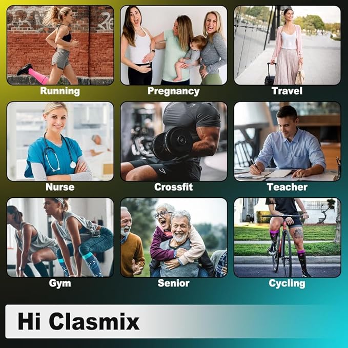 Graduated Compression Socks for Women&Men 20-30mmhg Knee High Socks Travel Hiking Running Stocking