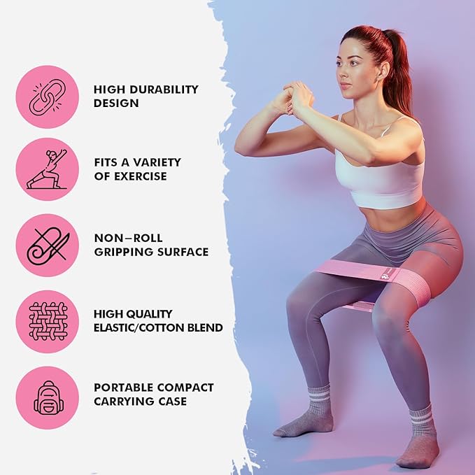 Fabric Resistance Bands for Working Out, 6pcs Band Set, 3pcs Non-Slip Booty Bands 3pcs Loop Exercise Bands for Leg, Glutes, Hip Elastic Bands for Gym, Home Fitness, Pilates, Yoga for Women and Men