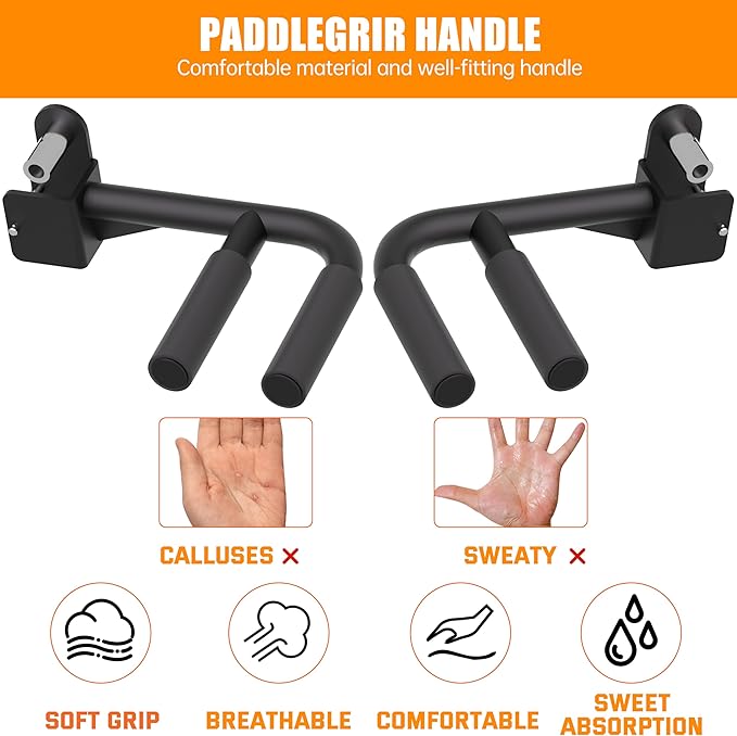 Muti-Grip Dip Bars Attachment for 2" x 2" Power Cage with 5/8" or 1" Hole, Non-Slip Wide & Narrow Grip Dips Double Handles, 600 lbs Capacity, Squat Rack Attachment for Dips, Inverted Rows, Push-Ups