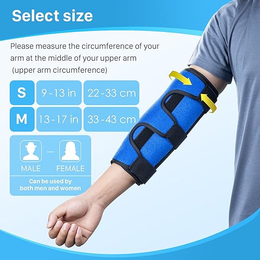 Cubital Tunnel Elbow Splint, Ulnar Nerve Night Brace, for Women & Men, Arm Elbow Splint Support for Left and Right, Built-in 3 Support Plates -S/M