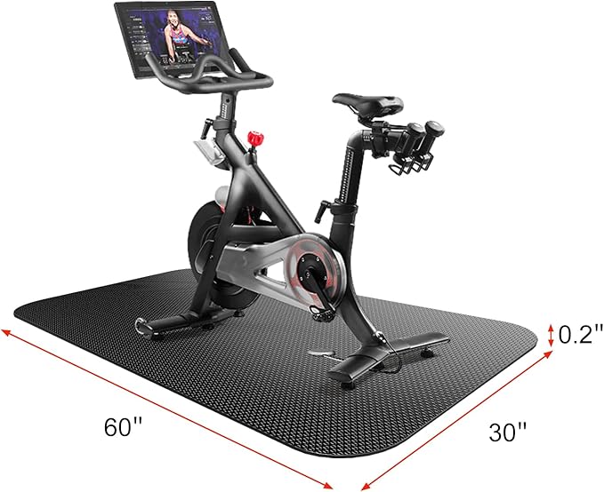 Bike Mat, Exercise Mat for Carpet & Hardwood Floors, Cushioned, Black