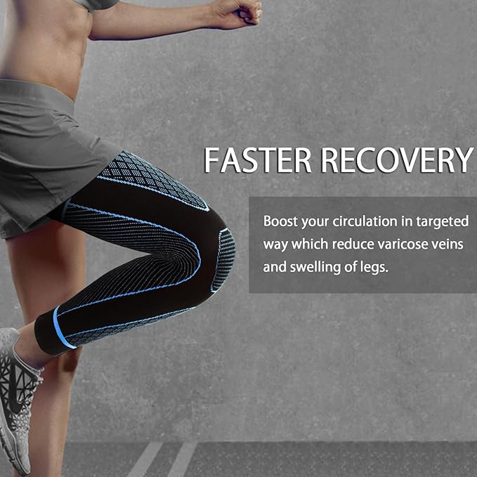 Full Leg Sleeves Long Compression Leg Sleeve Knee Sleeves Protect Leg, for Man Women Basketball, Arthritis Cycling Sport