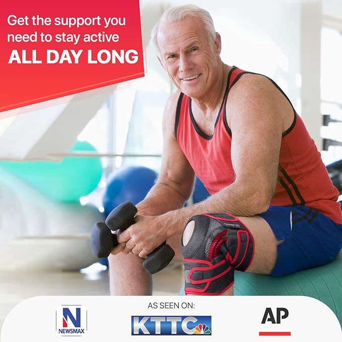 DR. BRACE ELITE Knee Brace with Side Stabilizers & Patella Gel Pads for Maximum Knee Pain Support and knee recovery for men and women-Please Check How To Size Video (Sunrise, Medium)