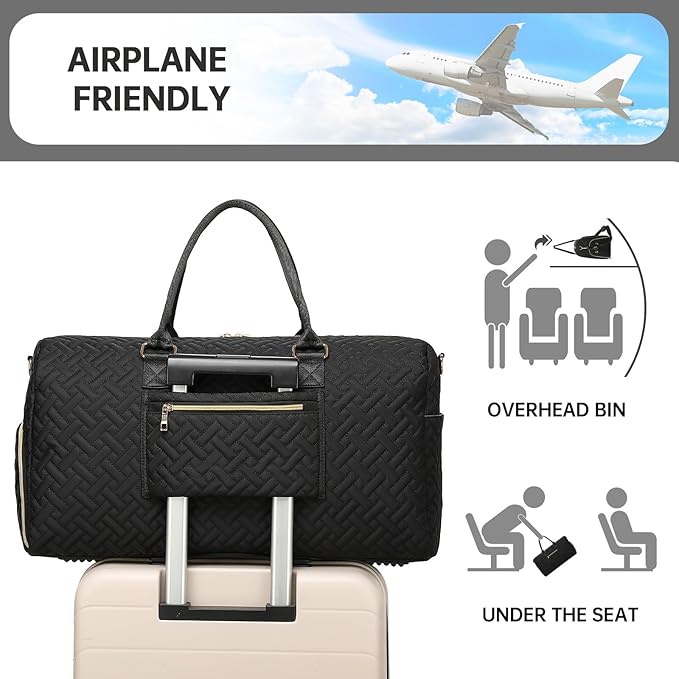 Duffle Bag for Travel, Weekender Bag with Shoe Compartment, Carry On Overnight Bag for Women with Toiletry Bag, Gym Bag with Wet Pocket, Hospital Bags for Labor and Delivery Beige